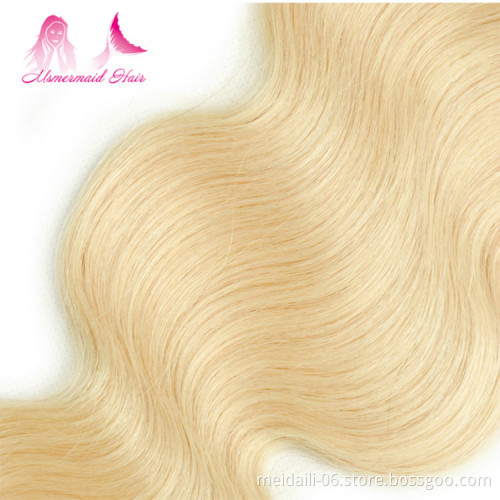 Unprocessed Brazilian Hair Extensions Vendors, Body Wave Raw Virgin Cuticle Aligned Blonde 613 Mink Hair Weave Bundles